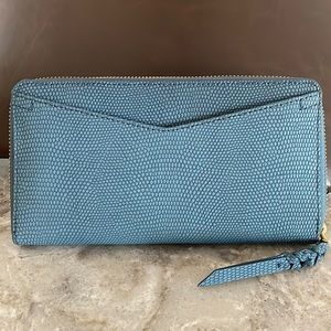 New pale blue leather Fossil wallet